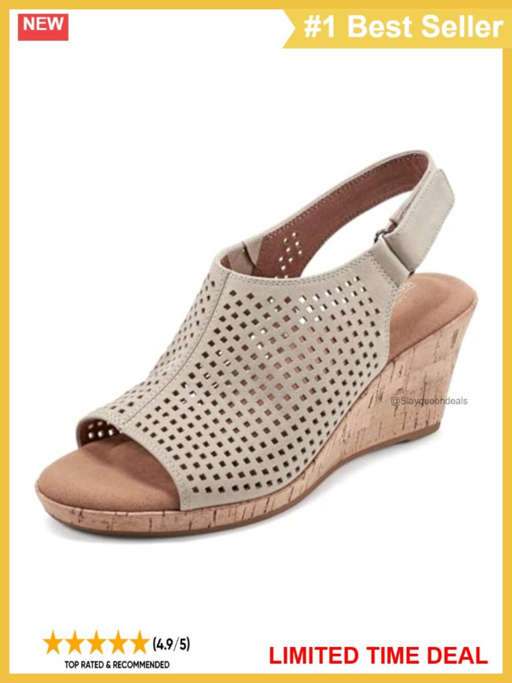 Rockport Womens Briah Perf Sling Slingback Wedge Sandal